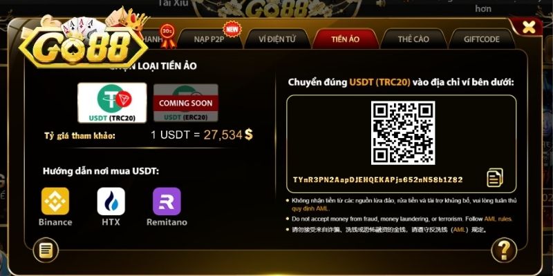 Hướng dẫn các bước nạp tiền GO88 chuẩn xác nhất