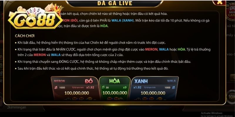 Lưu ý khi tham gia cá cược đá gà tại GO88