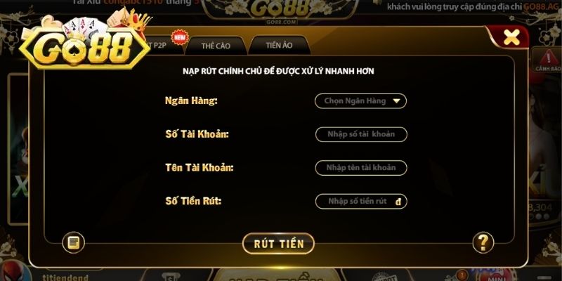 Rút tiền GO88 về tài khoản ngân hàng cá nhân